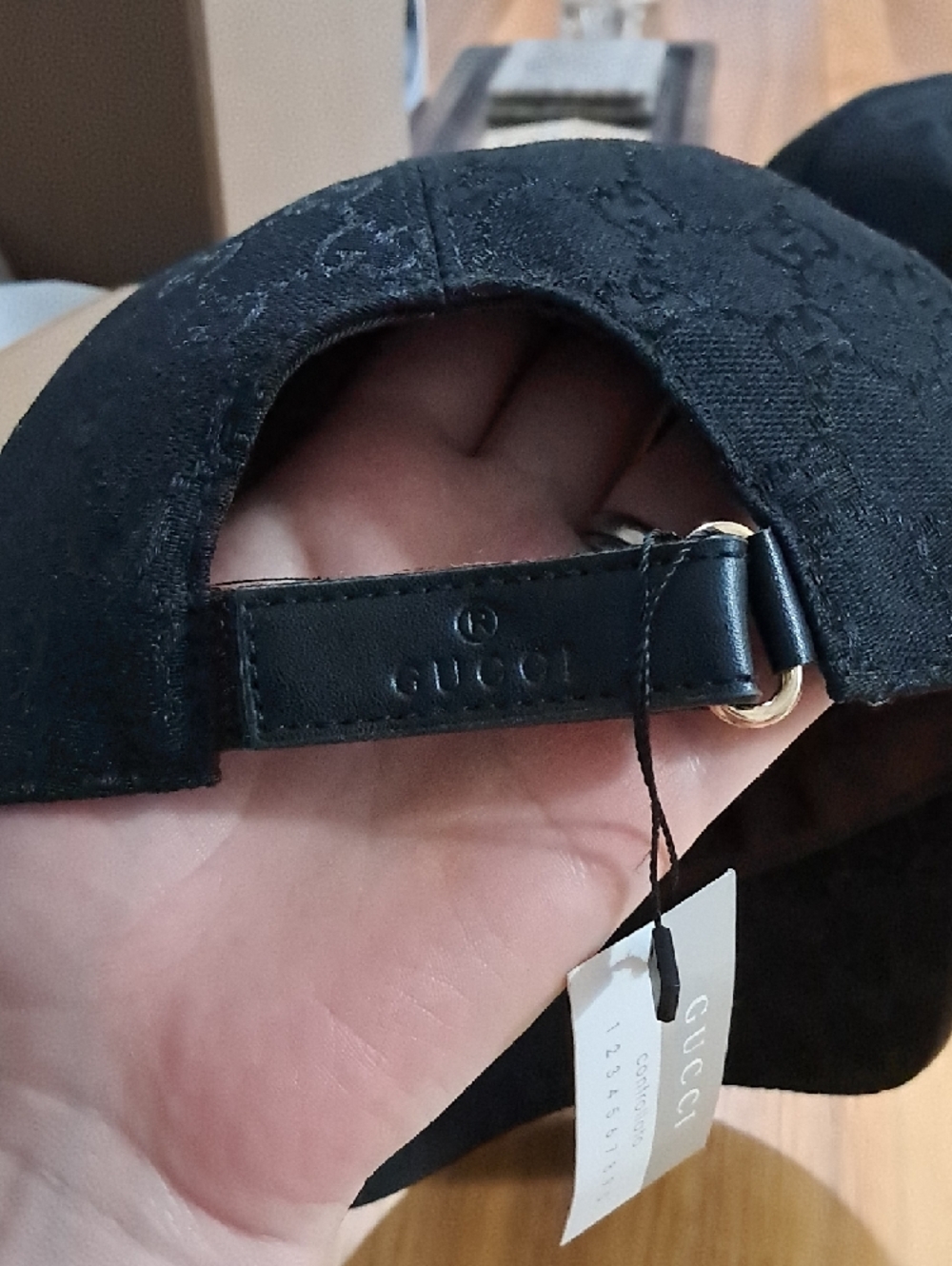 Unisex Gucci Black Monogram Baseball Cap - Picture 3 of 5